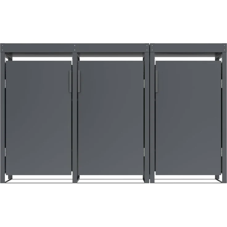 DEGAMO ULM Mülltonnenbox mit Pflanzwanne 3-er, Stahl verzinkt, anthrazit, 200x80x124cm für 3x Tonnen bis 240 Liter – Bild 2