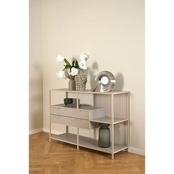 XXXL Xxxl Regal, Hellgrau, Standregal aus Holzwerkstoff mit 3 Fächern und 2 Schubladen, 77x114x35 cm – Bild 8