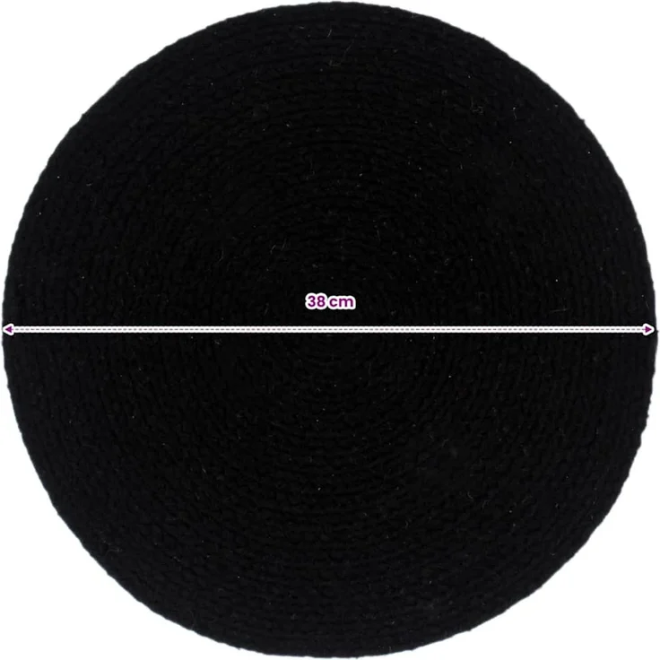 vidaXL Tischsets 4 Stk. Schwarz 38 cm Rund Baumwolle 133844 – Bild 5