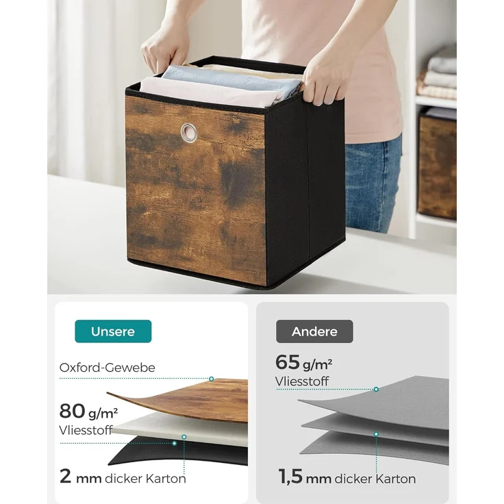 SONGMICS Aufbewahrungsbox, 6er Set, faltbar, Vliesstoff, 26 x 26 x 28 cm – Bild 4