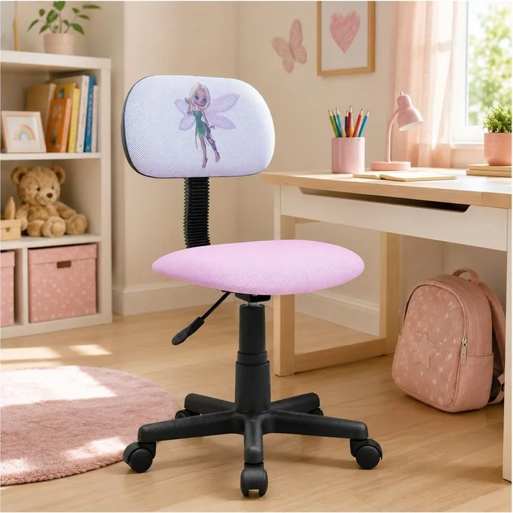 HTI-Line Drehstuhl Kinderdrehstuhl Toto Blumenfee in Rosa mit Rollen und Höhenverstellung (Stück, 1 St), Schreibtischstuhl mit Motivdruck