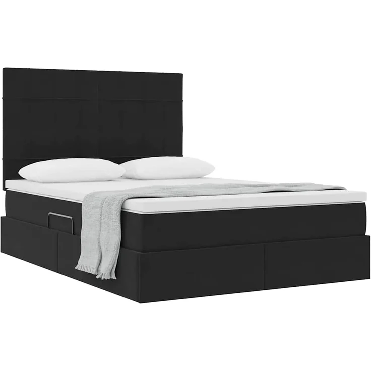 vidaXL Aufbewahrungsbett mit Matratze Schwarz 140 x 200 cm Samt 3372035 – Bild 3