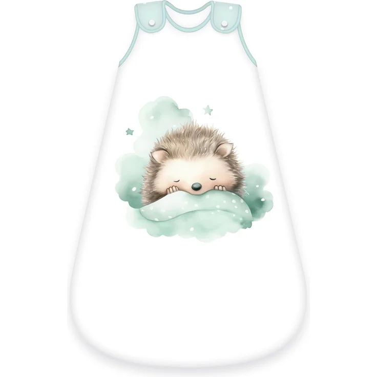 Herding babybest Baby-Schlafsack, Kleiner Igel, 70 cm, Seitlich umlaufender Reißverschluss und Druckknöpfe, Obermaterial 100% Baumwolle, Füllung: 100% Polyester, Weiß, Grün