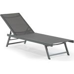 LECO Sonnenliege ELINA, Füße klappbar, 5-fach verstellbare Rückenlehne, Aluminiumgestell anthrazit, Kunststoffgewebe anthrazit, 192x60x96 cm