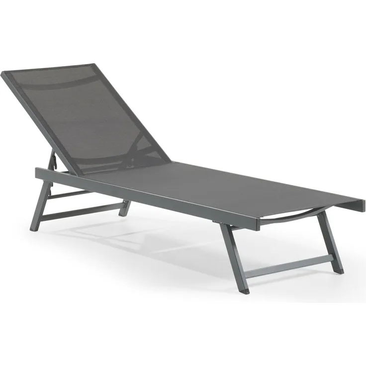 LECO Sonnenliege ELINA, Füße klappbar, 5-fach verstellbare Rückenlehne, Aluminiumgestell anthrazit, Kunststoffgewebe anthrazit, 192x60x96 cm