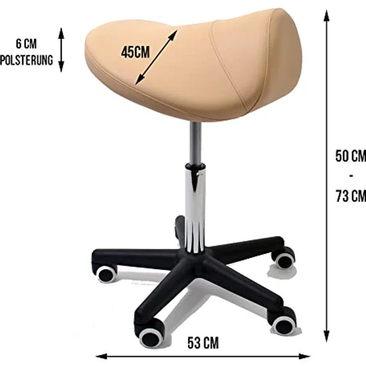 Duke-Handel Drehhocker Sattelhocker, Arbeitshocker, Rollhocker, Hocker, Sattelstuhl (1 St, in vielen Farben erhältlich), höhenverstellbar, ergonomisch, Rückenschonend – Bild 3
