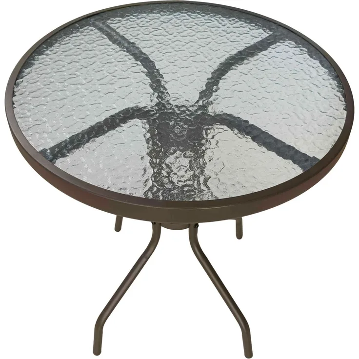 Gartentisch Ibiza Balkontisch Bistrotisch Ø60x70 cm rund braun Metall/Glas