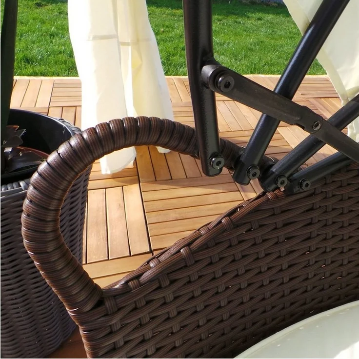 Swing&Harmonie Gartenlounge-Set LED - Sonneninsel Rattan Lounge Polyrattan Sitzgruppe, (Liege Insel), inkl. Abdeckcover – Bild 1