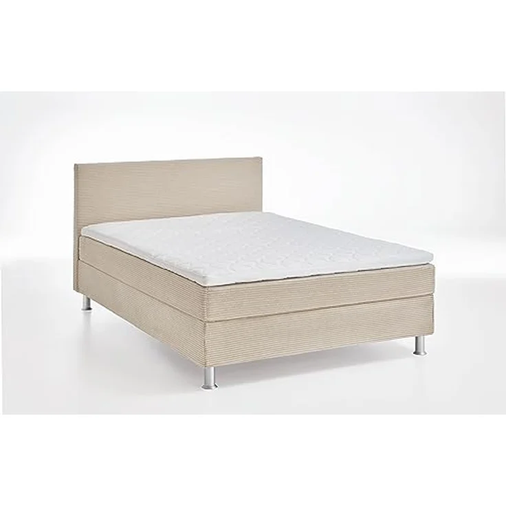 ATLANTIC home collection Boxbett inklusive Rost und Federkernmatratze, Stoff, Creme, 120x200 cm – Bild 2