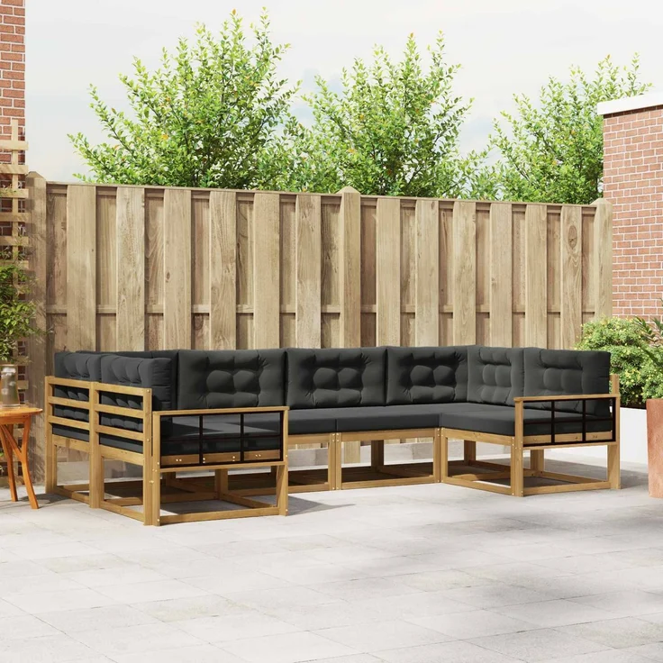 vidaXL Outdoor-Sofagarnitur 6 stk. 6-Sitzer Weiß und Anthrazit 3386946 – Bild 1