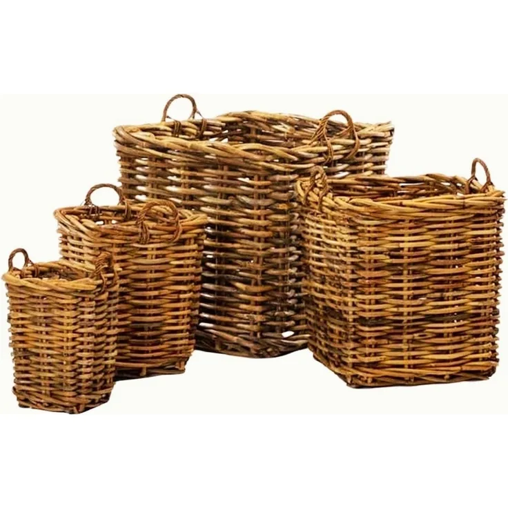 Dickes CL Rattan Korb CESTINO natural ca. 70x70cm Griffe Pflanzkorb Wäschekorb