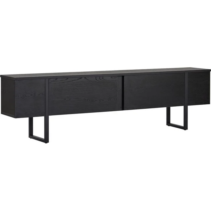Modern Industrial TV Stand, Black Wood Finish, 180 x 50 x 30 cm | 100% Melamine Coated Particle Board, 18 mm Thickness | Stylish & Functional Design for Living Room & Entertainment Spaces – Bild 1