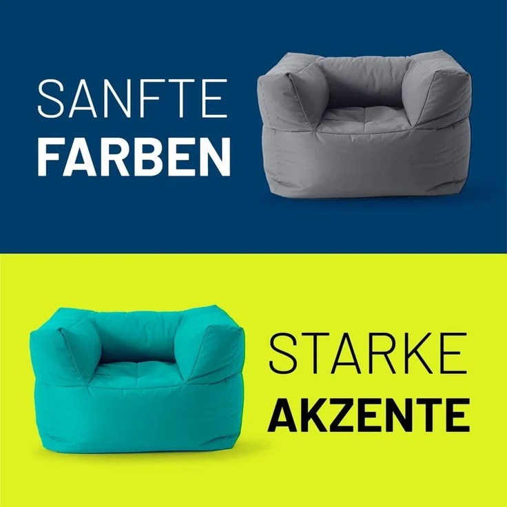 Lumaland Sitzsack-Sofa, Polyester, Sessel, Türkis, 70 x 72 x 96 cm – Bild 8