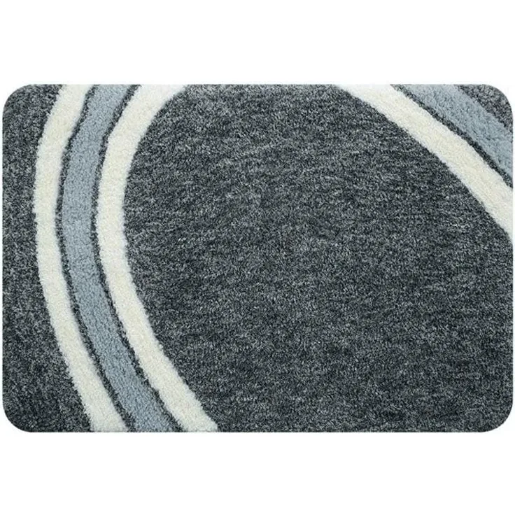Spirella Badteppich Badematte Duschvorleger Mikrofaser Hochflor | flauschig | rutschhemmend | geeignet für Fußbodenheizung | 60x90 cm | Grau