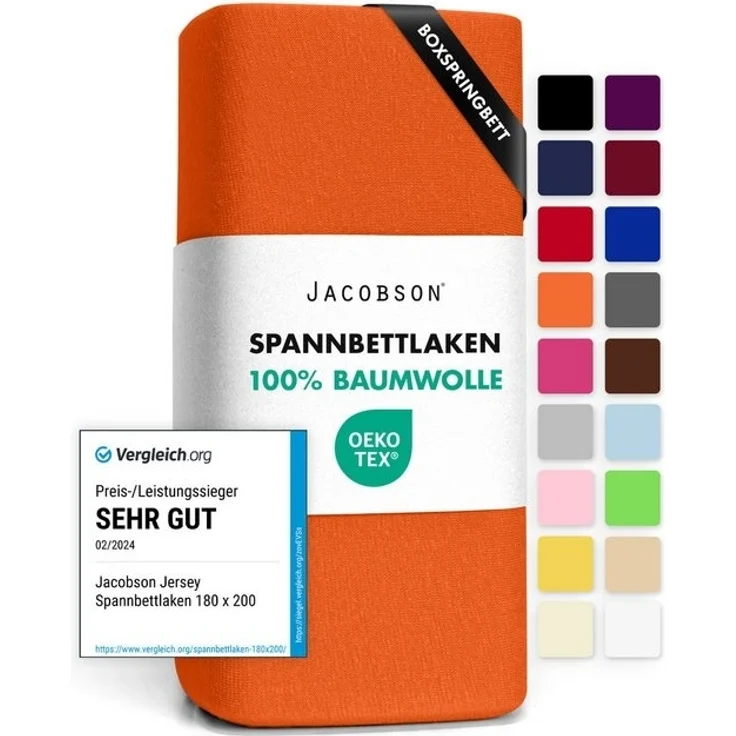 Jacobson Spannbettlaken BOXSPRING & ÜBERLÄNGE aus 100% Baumwolle, für hohe & lange Matratzen, Jersey Bettlaken 160 g/m², OEKO-TEX® – Bild 4