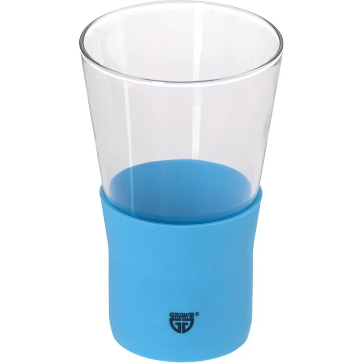 Glas 350 ml mit Silikon blau