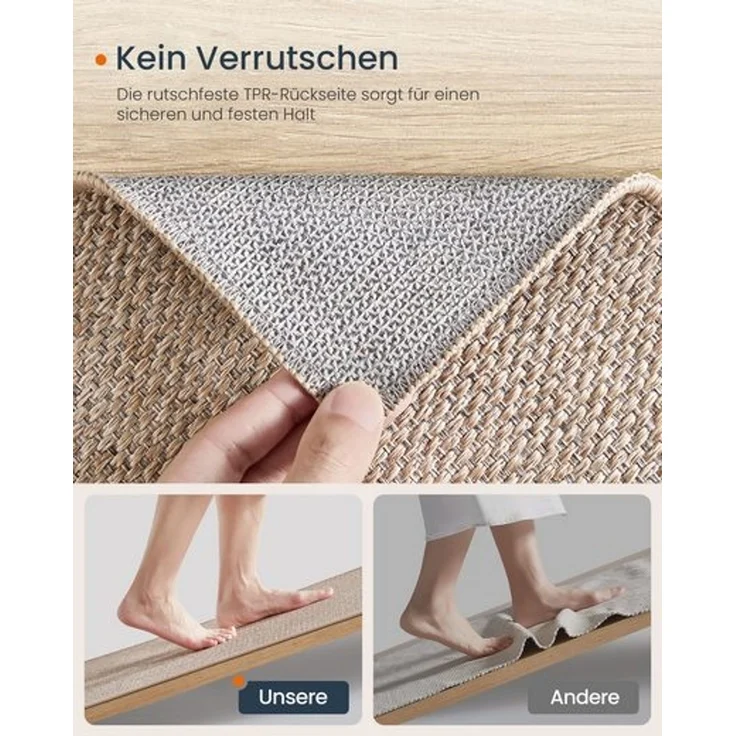 Songmics HOME Teppich, rutschfest, Jute-Optik, maschinenwaschbar, kamelbraun, 80x300 cm – Bild 3