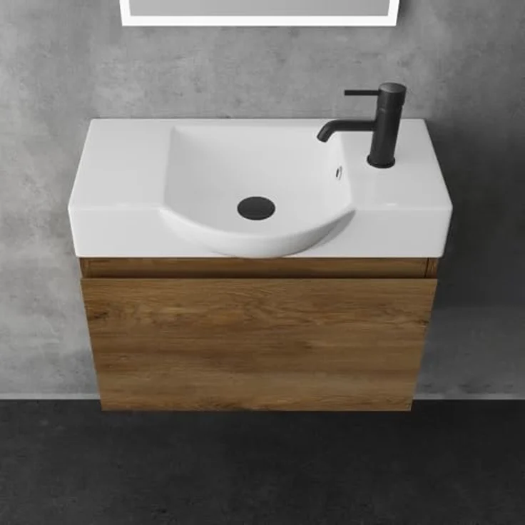Alpenberger Badmöbel-Set Waschbecken mit Unterschrank 55 cm Breit, (Badezimmermöbel Waschtisch, Badschrank Schmal), Waschbeckenunterschrank mit Softclose – Bild 3
