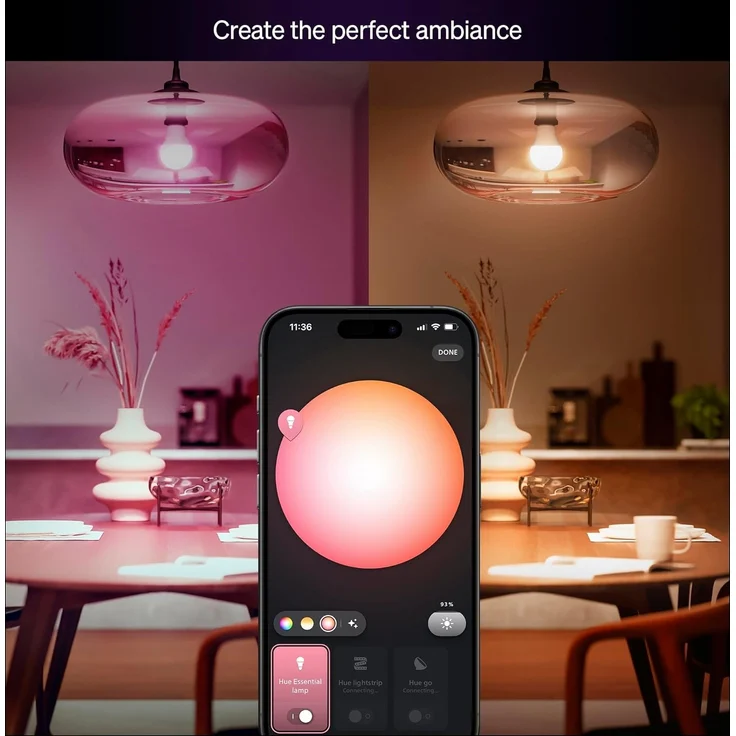 Philips Hue LED-Leuchtmittel Essential White & Color Ambiance smarte Lampe, E27, 1 St, Farbwechsler – Bild 6