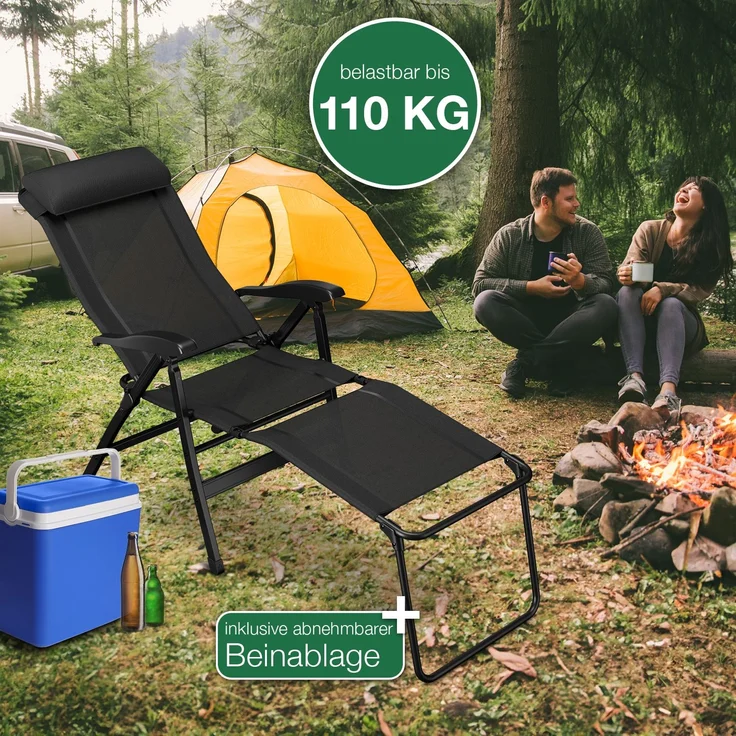 aktivshop Gartenstuhl mit Liegefunktion bis 110kg, Sonnenliege, Gartenliege, 59 × 117 × 80 cm – Bild 4