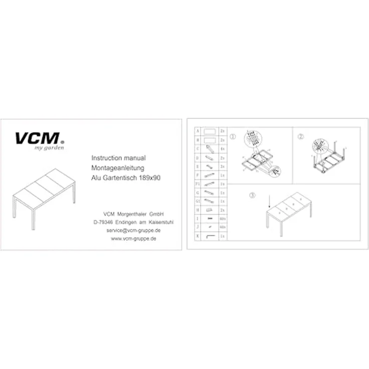 VCM Gartenmöbel-Set Miami 917332 Anthrazit H. 105 x B. 189 x T. 90 cm – Bild 7
