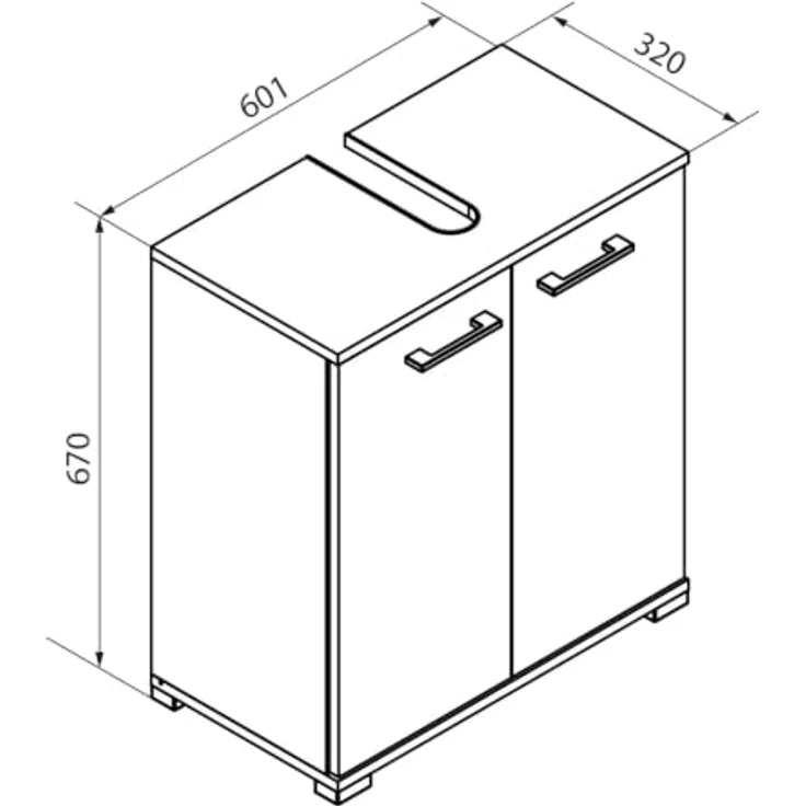 FACKELMANN Easy Waschbeckenunterschrank, 60 cm Breite, Sonoma Eiche, 2 Türen, Stauraum, stehend, Made in Germany – Bild 3