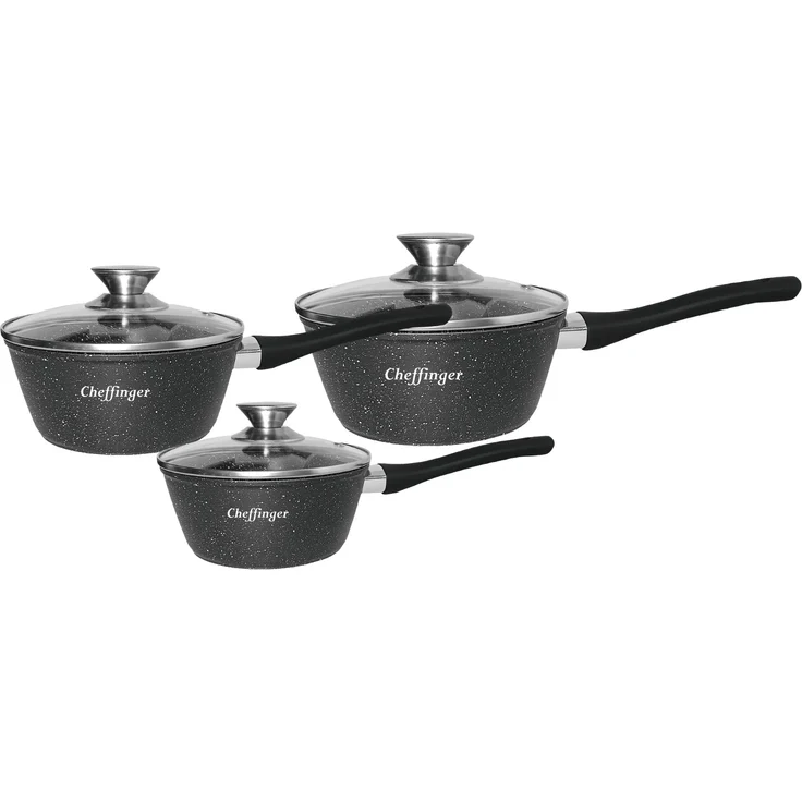 Stielkasserolle Set 6 tlg Ø16-18-20cm Saucenpfanne Pfanne Milchtopf Stieltopf – Bild 1