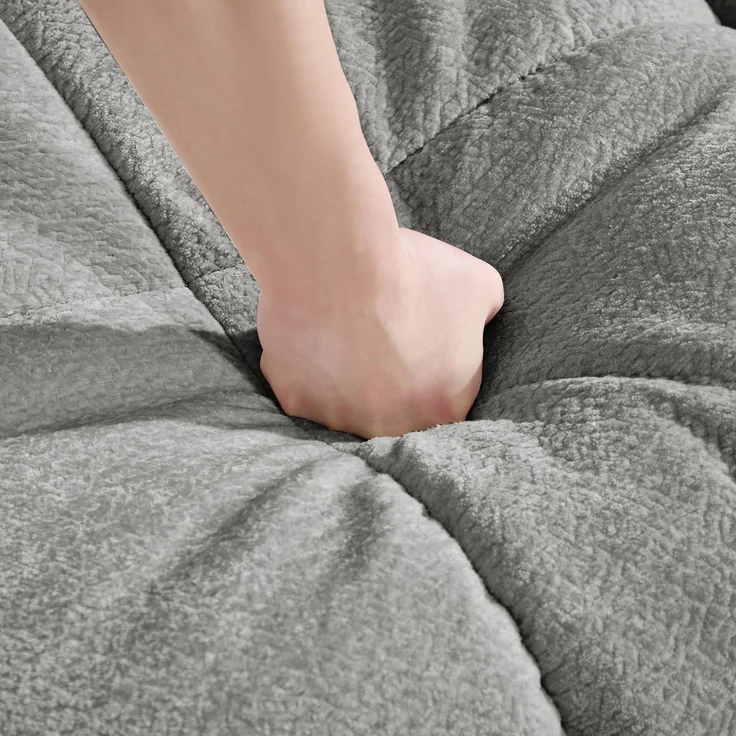 U-förmiges Sofa aus Chenille mit Steppdesign, flexible Module, 260x149x90 cm, Hellgrau – Bild 8