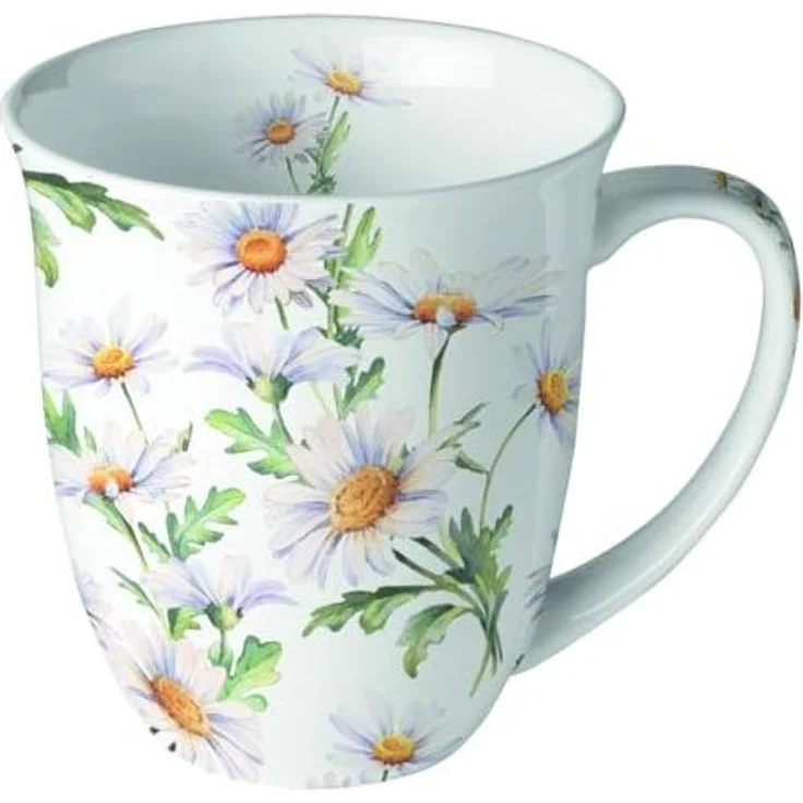 Ambiente Luxury Paper Products Becher Sommer, Blumen, Tiere, Pflanzen, Bäume, Herbst, Mug, Kollektion, 1-tlg, Porzellan Tasse, Becher 0,4 L Schöne Gänseblümchen weiß, Themen Blumen - Pflanzen, Winter, Geburtstag, Hochzeit, Valentinstag, Muttertag, Gesc... – Bild 1