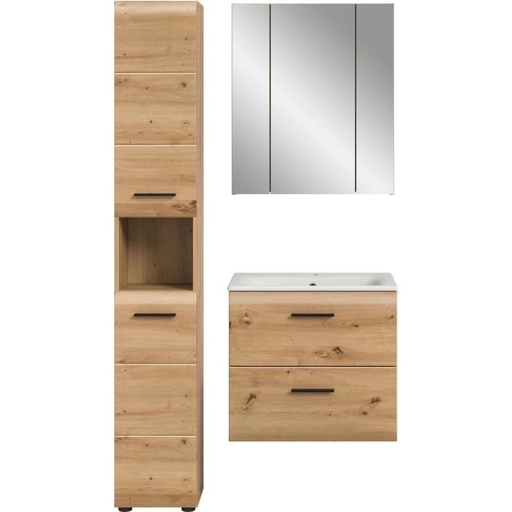 Badkombination (B/H/T: 105x185x46 cm) in Artisan Oak Nachbildung und Artisan Oak Nachbildung – Bild 2