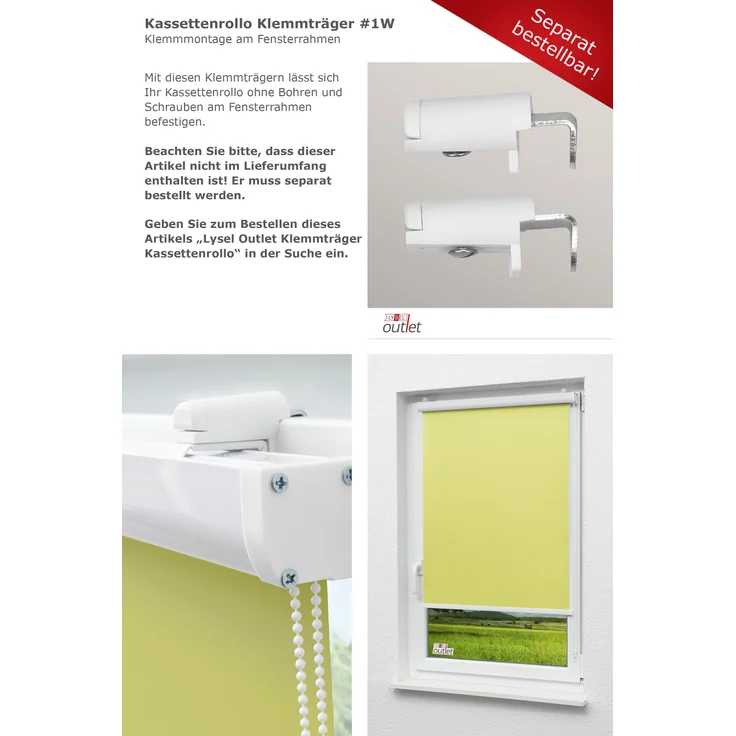 Lysel Outlet - Kassettenrollo abdunkelnd Apfelgrün, (B x H) 70cm x 175cm in grün/apfelgrün – Bild 6