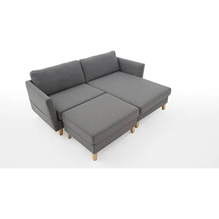 Atlantic Home Collection 2-Sitzer Sofa Mailo mit Links oder rechts montierbarem Longchair, Grau, Breite x Tiefe x Höhe: 204x85/150x82 cm – Bild 7