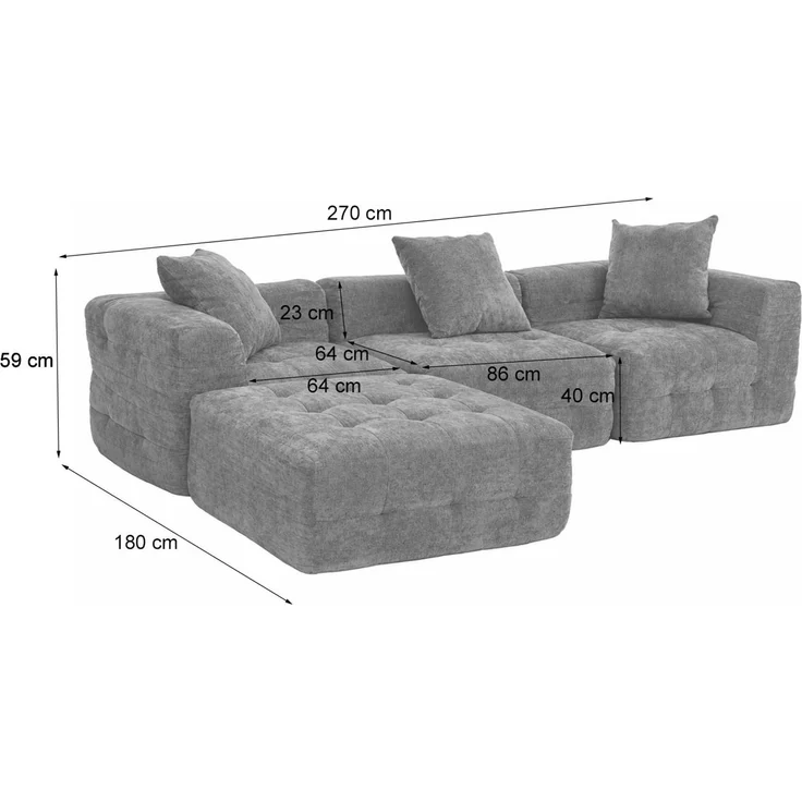 Sofa HWC-R33, 3-Sitzer Couch Polster-/Loungesofa, Stoff/Textil (340g/m²) 270cm ~ braun – Bild 3