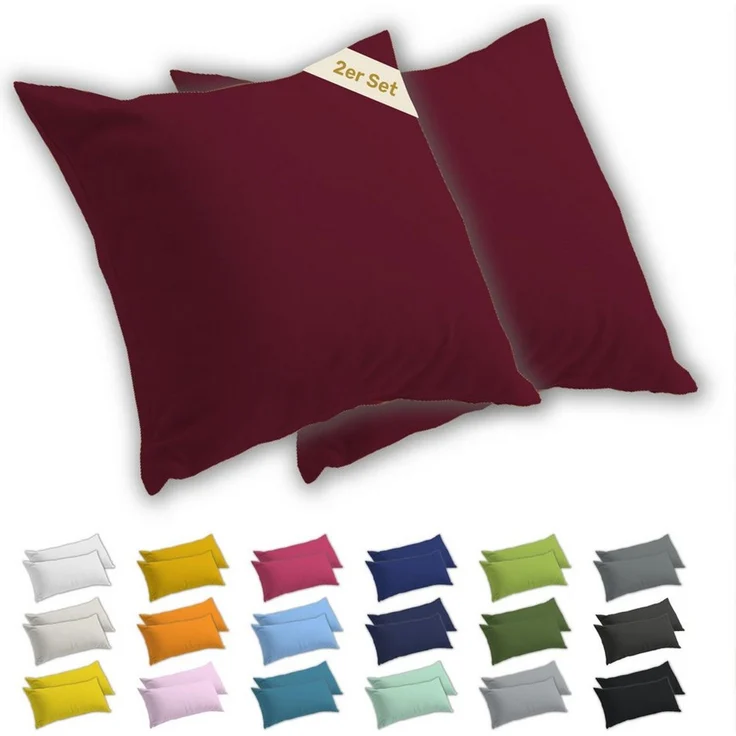 Lavea Kissenbezug 2er Set Kissenhülle Jersey, 100% Baumwolle, Kissenbezüge, (2 Stück), allergikerfreundlich - sicherer YKK-Reißverschluss - waschbar 60°C – Bild 1