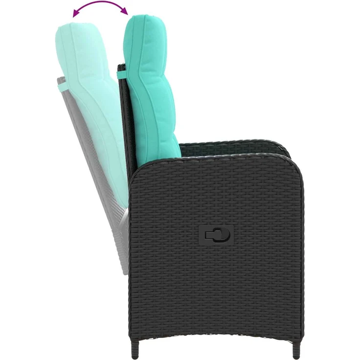 vidaXL Outdoortisch-Set 7 stk. Black and Turquoise 150 x 90 x 75 cm 3422273 – Bild 8