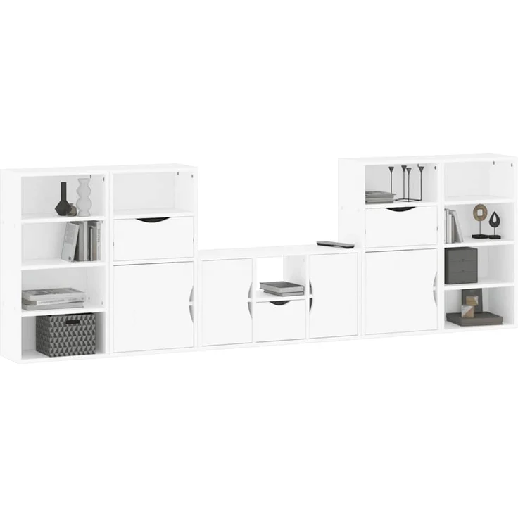 vidaXL 5-tlg. Wohnwand mit Stauraum ODDA Weiß Massivholz Kiefer 3365379 – Bild 3