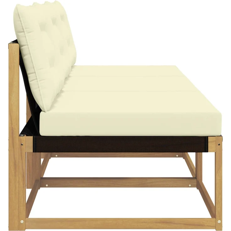vidaXL Outdoor Mittelsofa Massives Akazienholz und Textilene Weiß 901649 – Bild 5