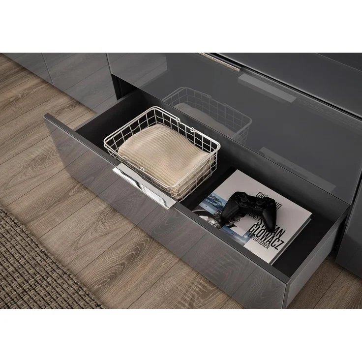 Stella Trading TV-Lowboard Santorin in Anthrazit, TV - TV Schrank für TV bis 65 Zoll mit viel Stauraum für Ihr Wohnzimmer - 180 x 55 x 40 cm (B/H/T) – Bild 4