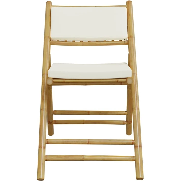 vidaXL Bistrostühle 4 Stk. Klappbar mit Cremeweißen Kissen Bambus 3208923 – Bild 3