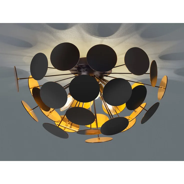 Ausgefallene Deckenleuchte DISCALGO Lampenschirm Schwarz-Gold, Ø 54cm