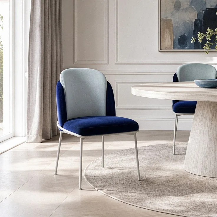 Skye Decor 'Dore 182 V2' Stuhlset (2-teilig), Dunkelblau / Weiß, 54 x 86 x 55 cm