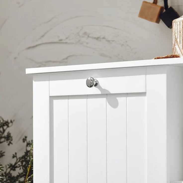SoBuy BZR105-W Badezimmer-Hochschrank, MDF, Lackiert, Weiß, 60 x 86 x 37 cm – Bild 6