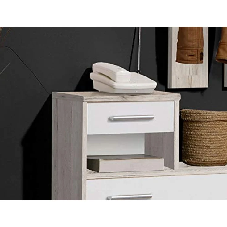 FORTE Foxi Kompaktgarderobe inklusive Spiegel, Holzwerkstoff, Sandeiche Dekor, 97. 5 x 25 x 180 cm – Bild 6