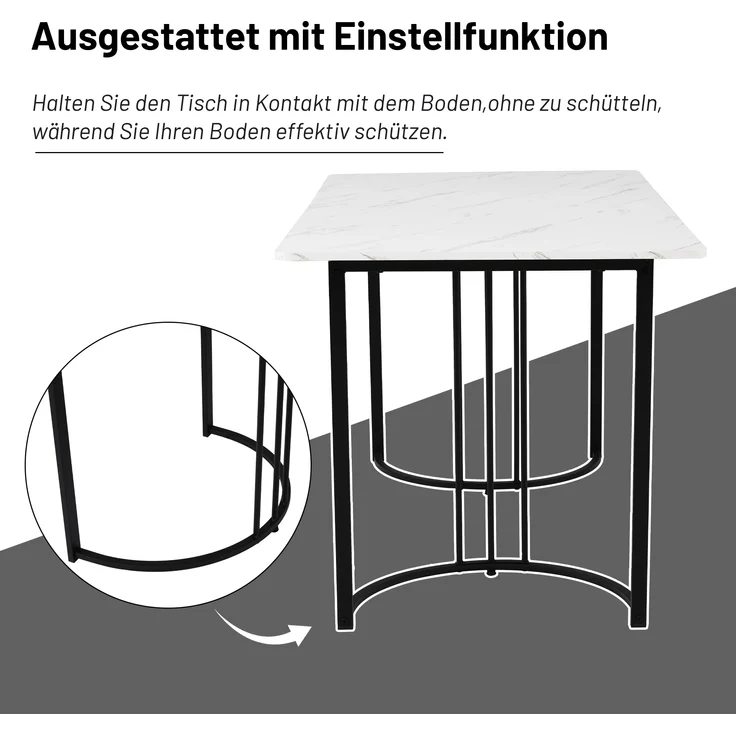 Essgruppe 5-tlg, Esstisch 140x80x75 cm & 4 Samtstühle in Weiß/Braun – Bild 8