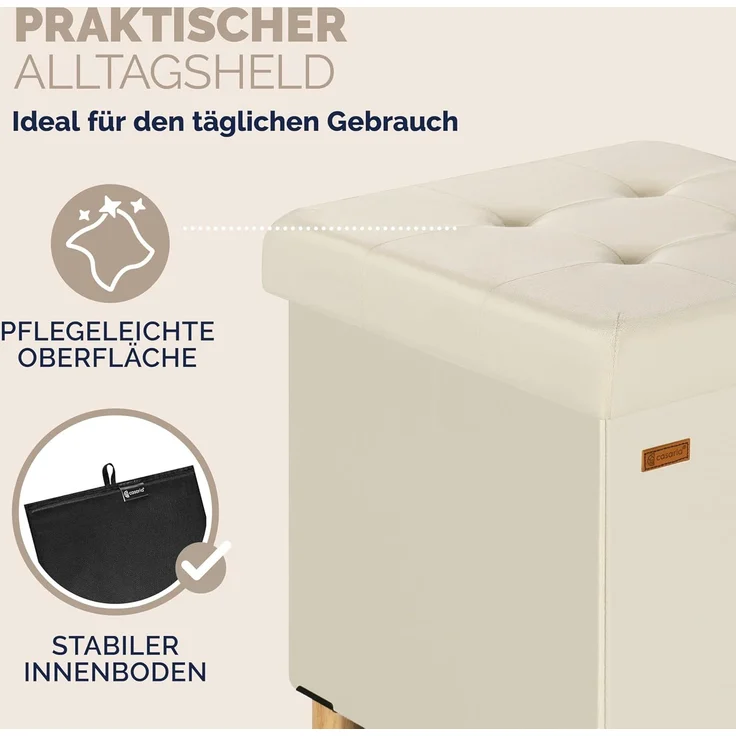 CASARIA® Sitzhocker mit Stauraum, Samt, beige – Bild 9