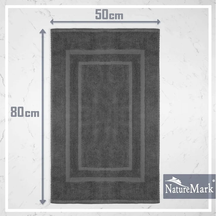 NatureMark 2er Pack Badvorleger | Premium Qualität | 100% Baumwolle | 50x80 cm | Duschvorleger Duschmatte Doppelpack | Farbe: Anthrazit grau – Bild 2
