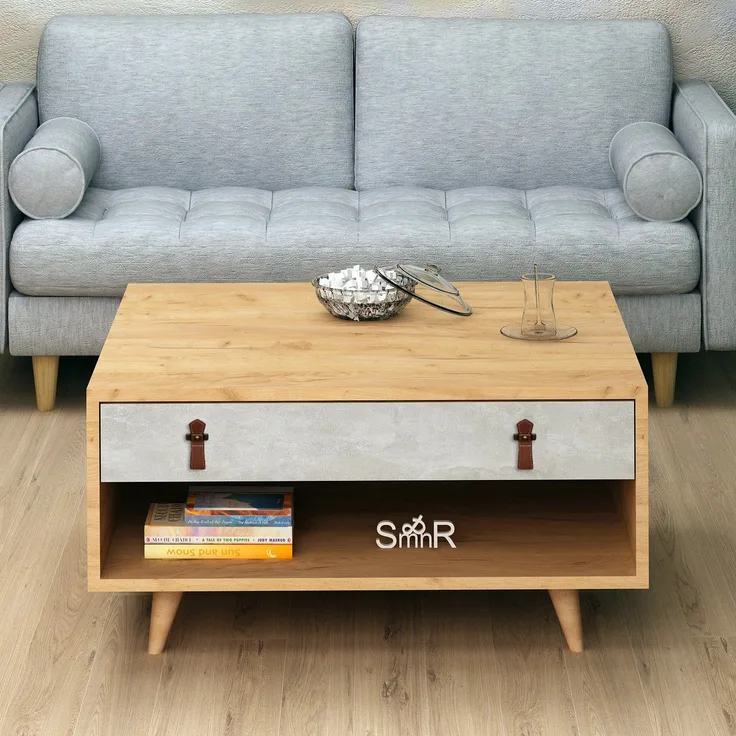Skye Decor 'Brida' Couchtisch, Eiche / Weiß, 80 x 40 x 80 cm