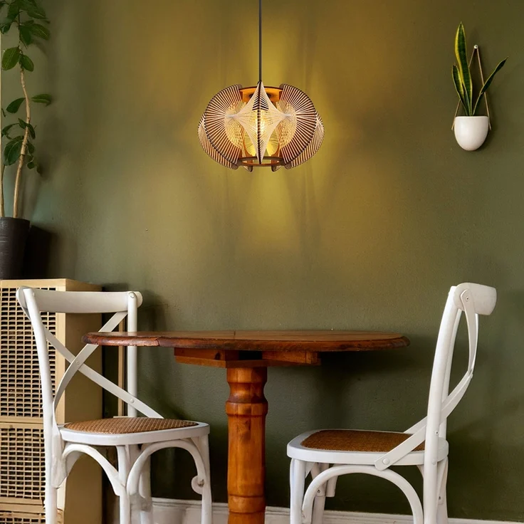 Hängeleuchte, Hanf, MDF, naturfarben, 1 flammig – Bild 6
