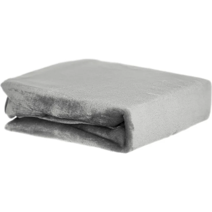 Plüsch Spannbettlaken 90-100 x 200 cm + 30 cm mit Rundumgummizug - Cashmere Touch 180 gsm Grau – Bild 1