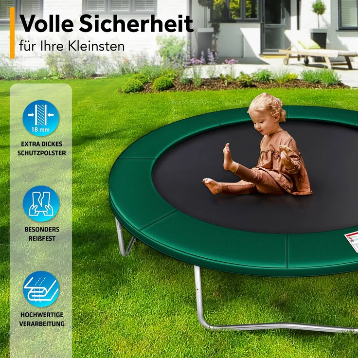 KIDUKU® Trampolin Randabdeckung Grün Ø366 cm Federabdeckung reißfest Randschutz – Bild 3